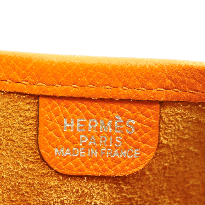 Borsa a spalla Hermes Vespa in pelle Epsom arancione - Detail D3