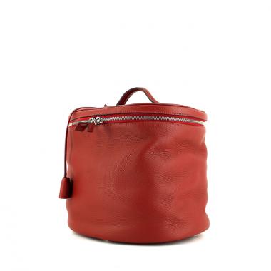 Vanity en cuir togo rouge