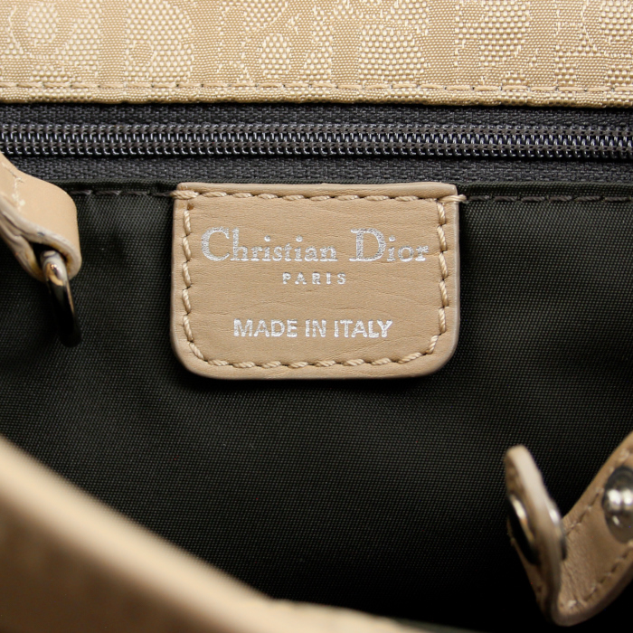 Christian Dior sac en toile monogram et cuir beige  - Detail D3