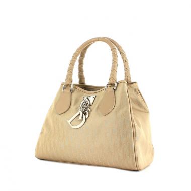 Bolso de mano en lona Monogram y cuero beige