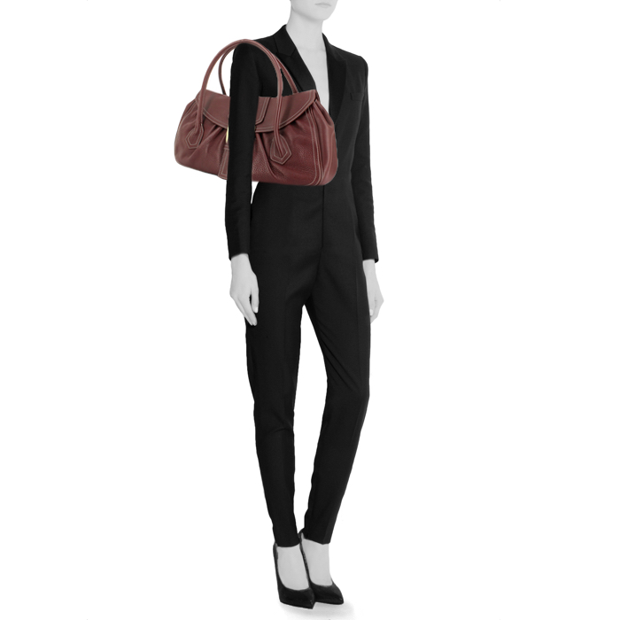Celine Vintage Handbag in brown grained leather - Detail D1