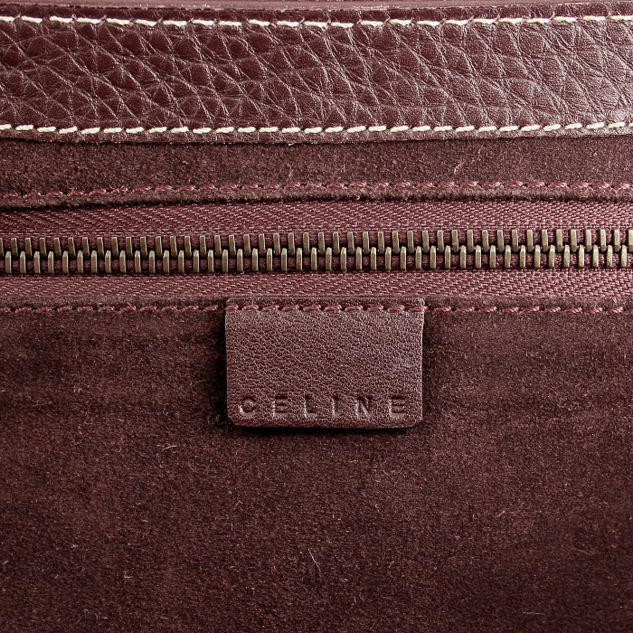 Bolso de mano Celine Vintage en cuero granulado marrón - Detail D3