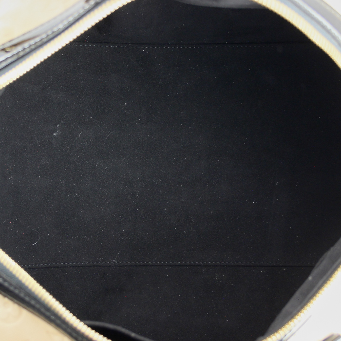 Handbag in beige monogram leather and black patent leather - Detail D3