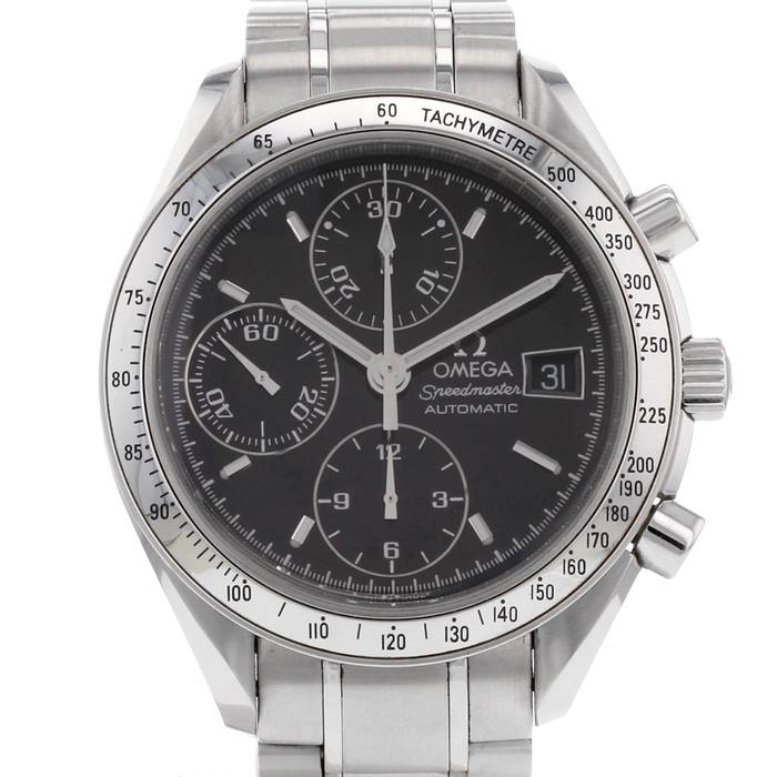 Montre Omega chronographe Speedmaster cadran noir en acier Vers 2005 