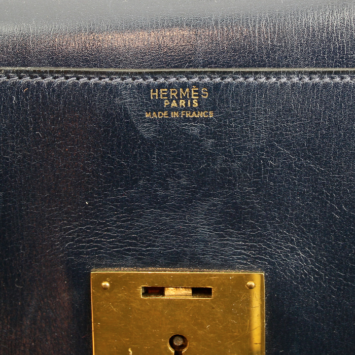 Hermès Quirus briefcase in blue leather - Detail D3