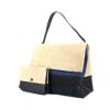 Handbag in beige, blue and black tricolor suede - 00pp thumbnail