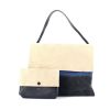 Handbag in beige, blue and black tricolor suede - 360 thumbnail