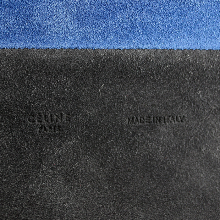 Sac à main Celine All Soft en daim tricolore beige bleu et noir - Detail D3