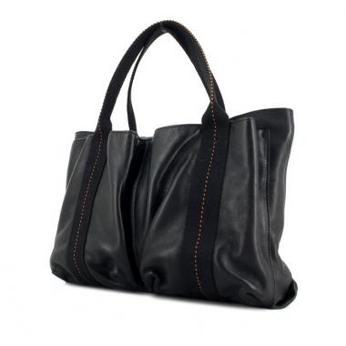 Hermes bolso de mano Caravane en lona y cuero negro