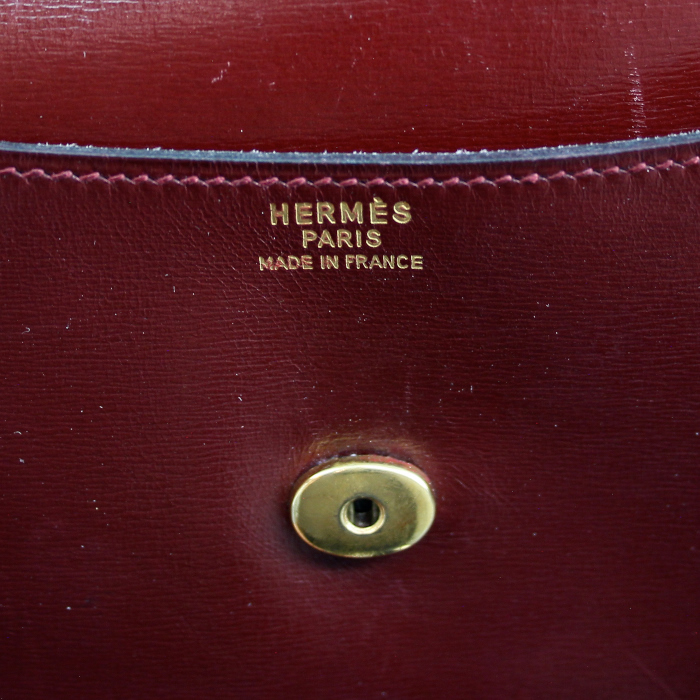 Hermes Rio pouch in burgundy box leather - Detail D3