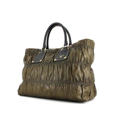 Handbag in khaki leather