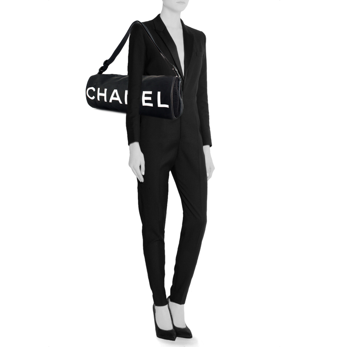 Chanel sac de sport en toile noire - Detail D1