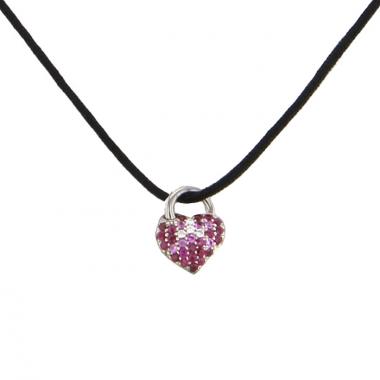 Van Der Bauwede white gold, rubies and diamonds Cœur pendant