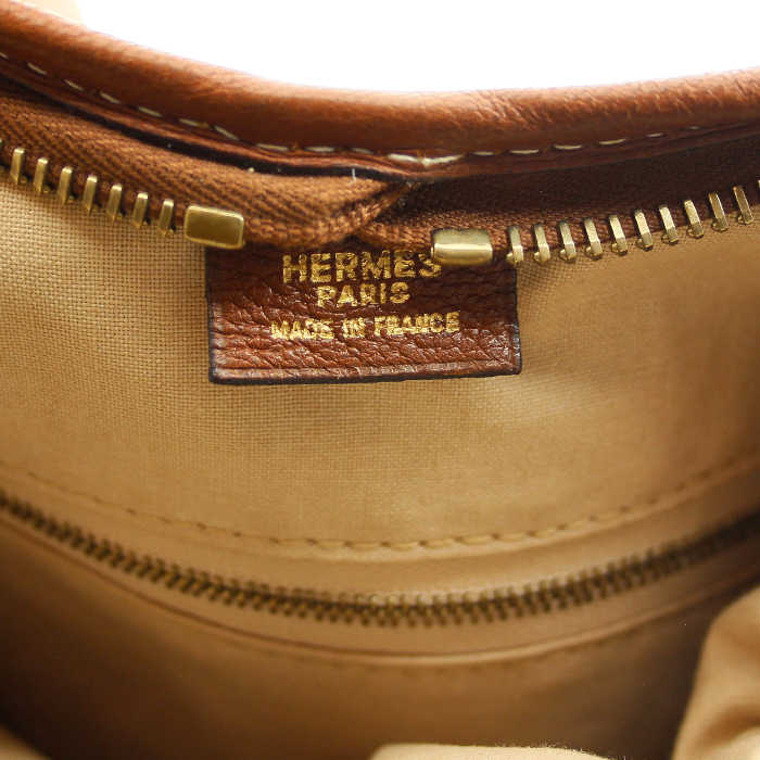Borsa a spalla Hermes Massai in pelle marrone Havana - Detail D3