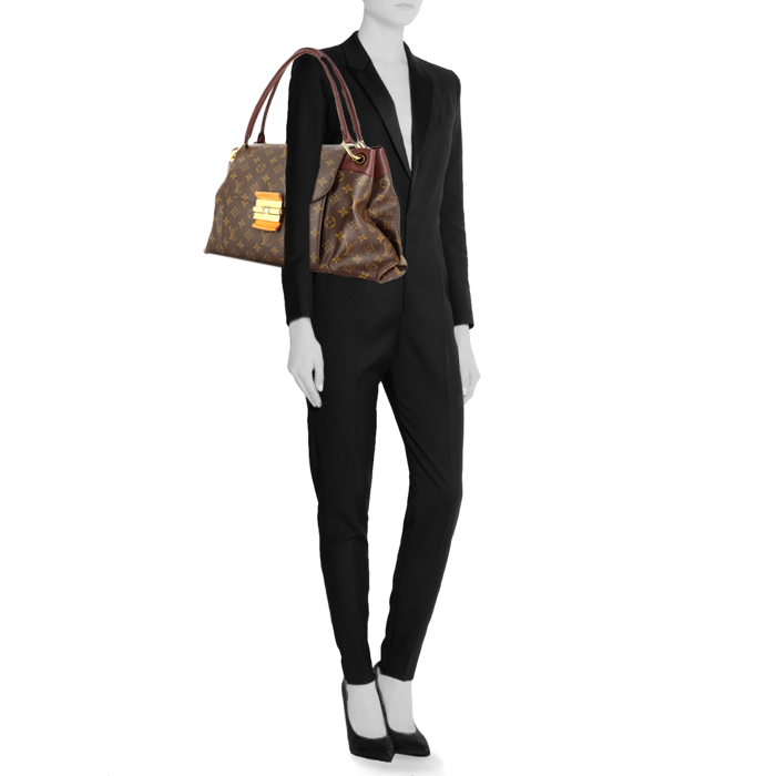 Louis Vuitton Olympe Bag in monogram canvas and burgundy leather - Detail D1
