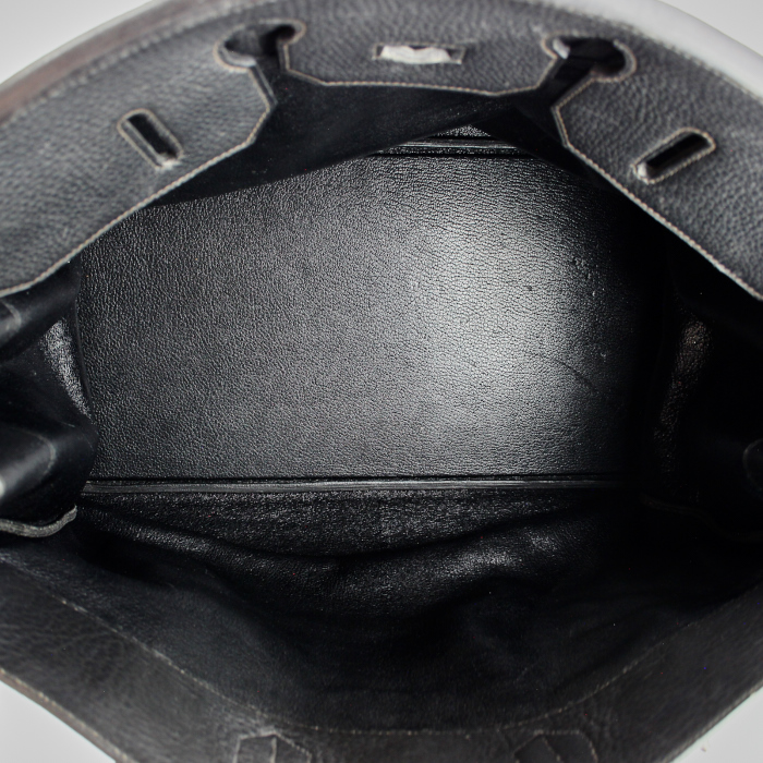 Borsa da viaggio Hermes Haut à Courroies - Travel Bag in pelle togo marrone e nera - Detail D2