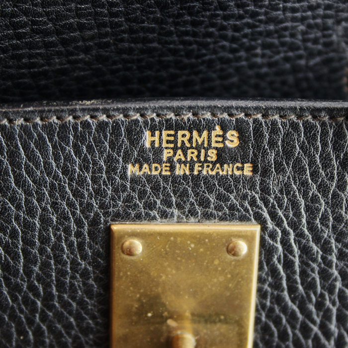 Hermes bolso de fin de semana Haut à Courroies en cuero togo marrón y negro - Detail D3