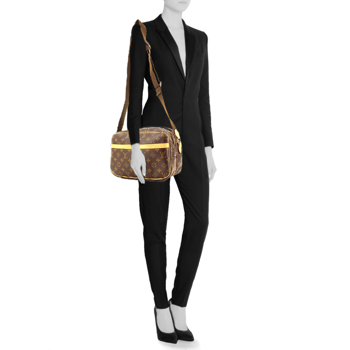 Reporter small model beggar's bag in monogram canvas and natural leather - Detail D1