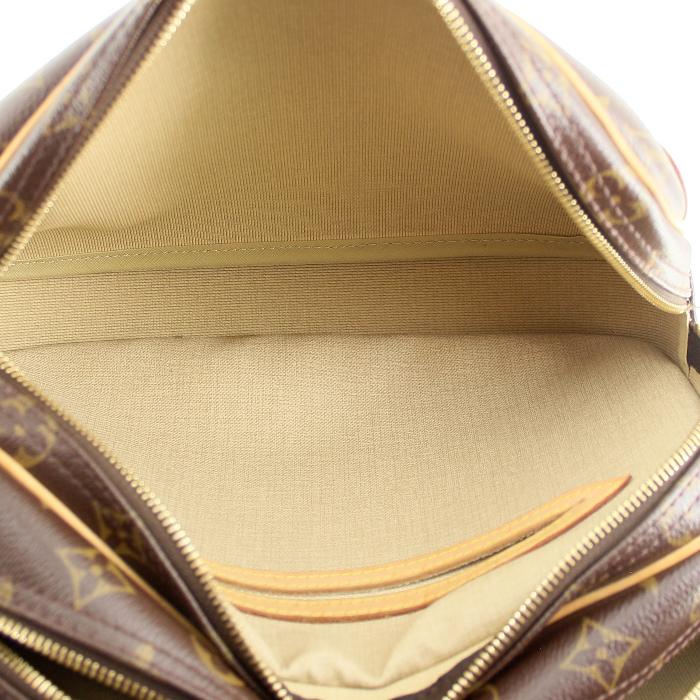Reporter small model beggar's bag in monogram canvas and natural leather - Detail D2