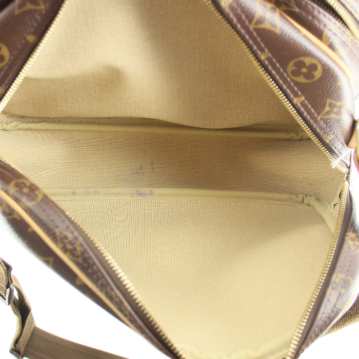 Reporter small model beggar's bag in monogram canvas and natural leather - Detail D3