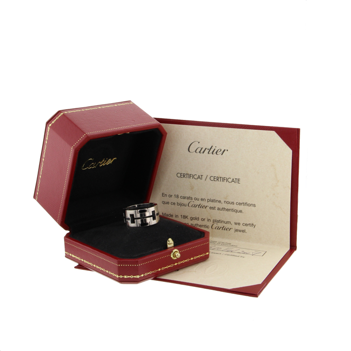 Bague en or blanc et émail noir - Detail D2