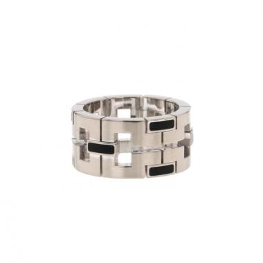 Anello in oro bianco e smalto nero