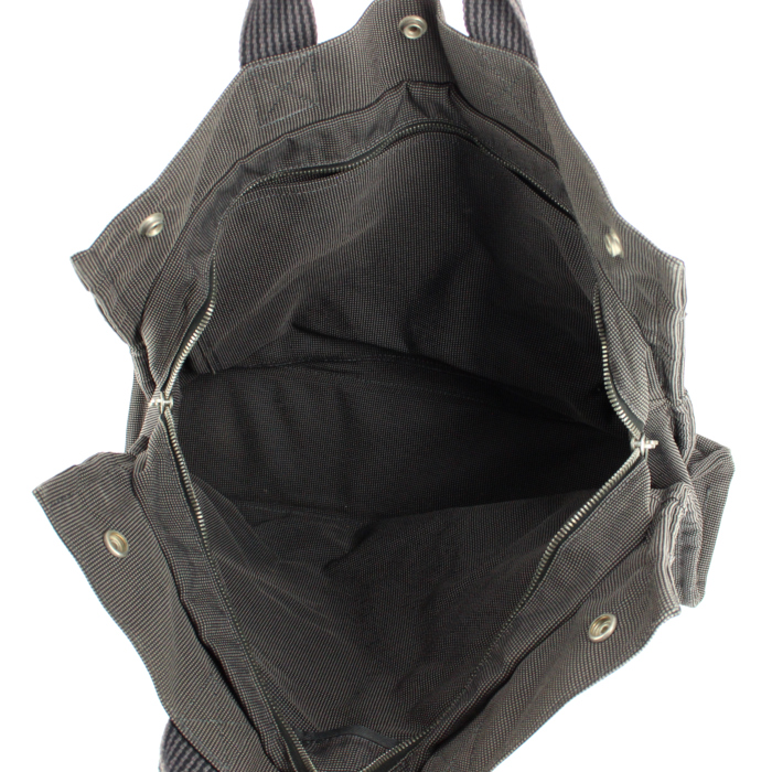 Hermes handbag in anthracite grey canvas - Detail D2