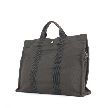 Sac à main Hermes en toile gris anthracite