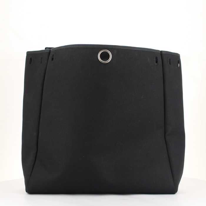 Borsa da weekend Herbag modello grande in tela nera e pelle nera - Detail D3