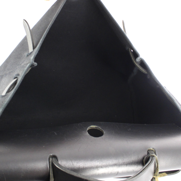 Sac de week end Hermes Herbag grand modèle en toile noire et cuir noir - Detail D4