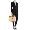 Hermes Herbag shopping bag in beige canvas and natural leather - Detail D2 thumbnail