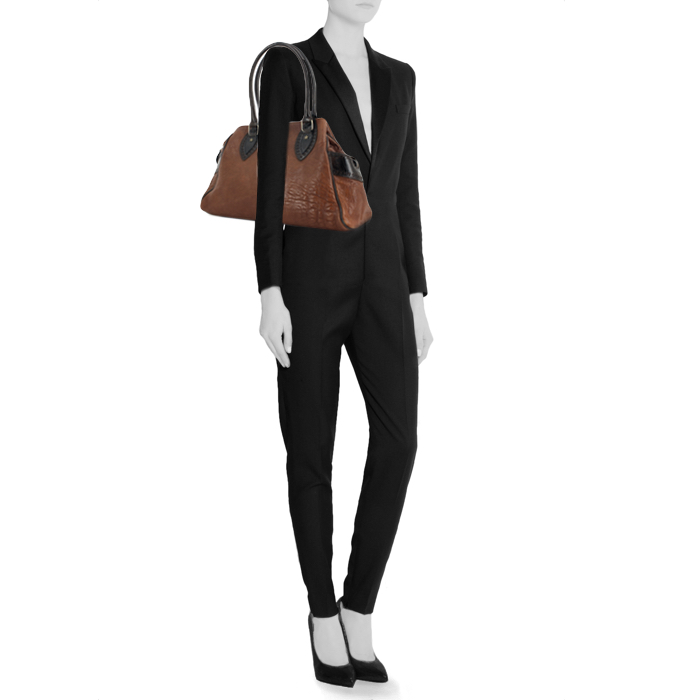 Borsa Fendi in pelle marrone e nera - Detail D1