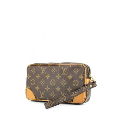 Pochette Louis Vuitton in tela monogram cerata e pelle naturale