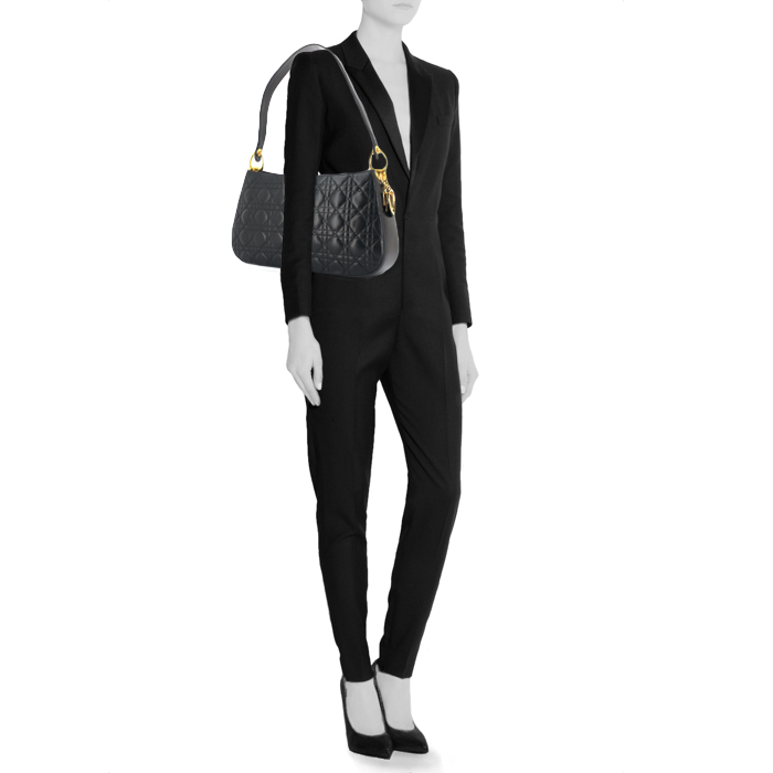 Dior bolso de mano en cuero cannage negro - Detail D1