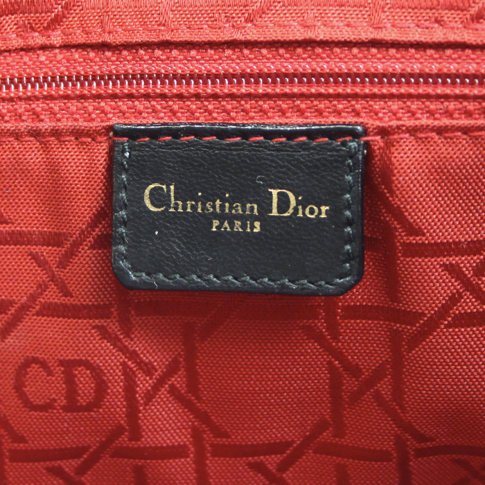 Dior sac à main en cuir cannage noir - Detail D3