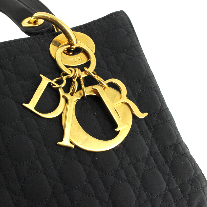 Borsa modello medio in tela cannage nera - Detail D4