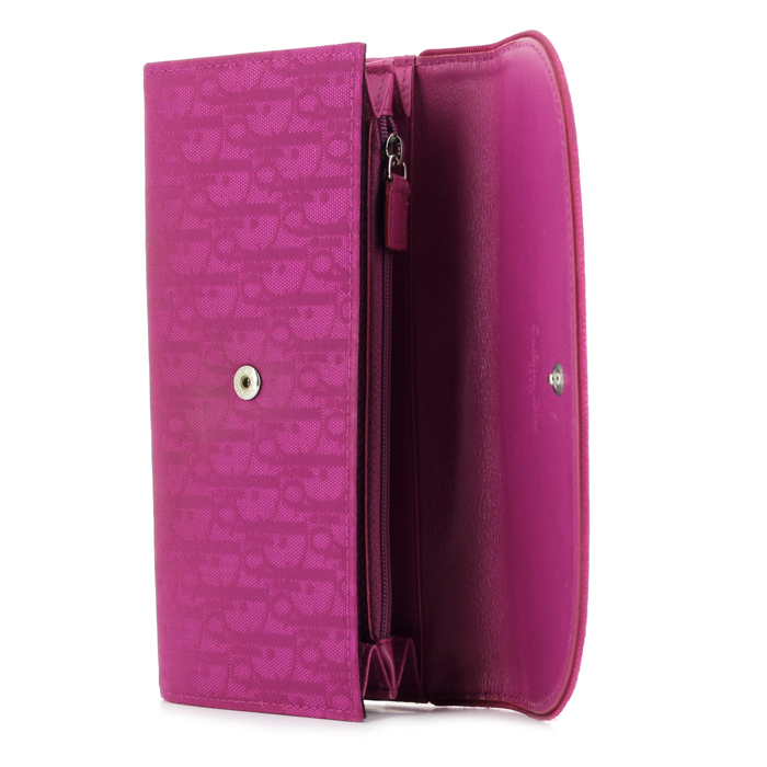 Dior wallet in fuchsia monogram leather - Detail D2