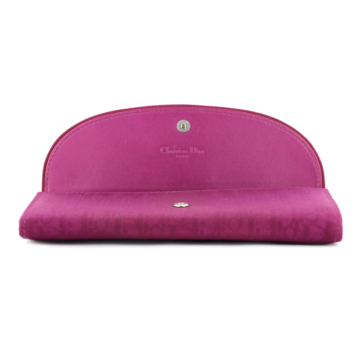 Dior wallet in fuchsia monogram leather - Detail D3