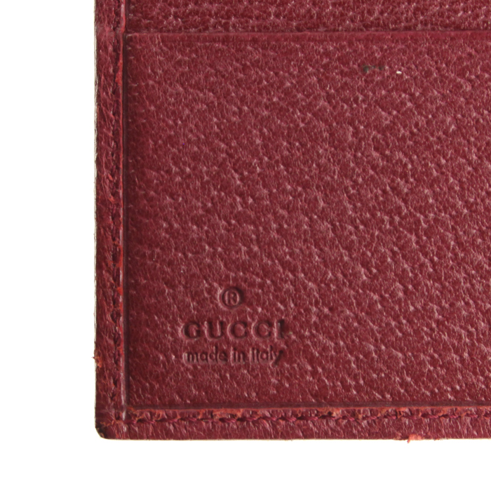 Billetera Gucci Eclipse en lona Monogram beige y cuero color frambuesa - Detail D4