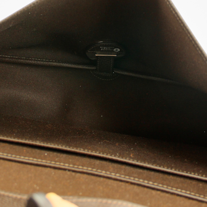 Bolso zurrón en cuero granulado y lona marrón - Detail D2