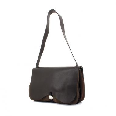 Hermès Sac besace Colorado en cuir grainé et toile marron