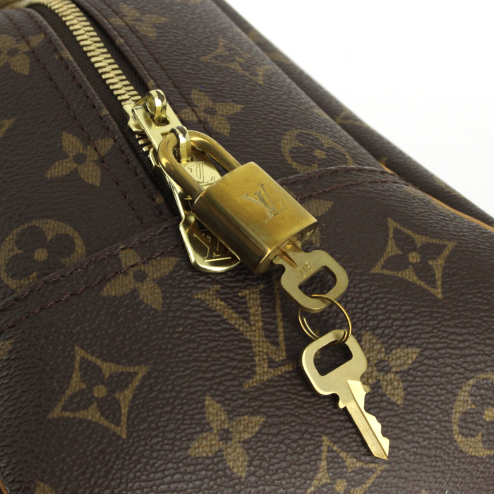 Louis Vuitton Deauville handbag in monogram canvas and natural leather - Detail D4