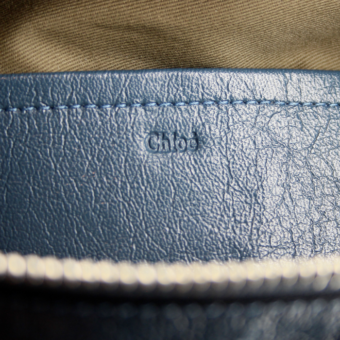 Sac bandoulière Chloé en toile et cuir bleu - Detail D3