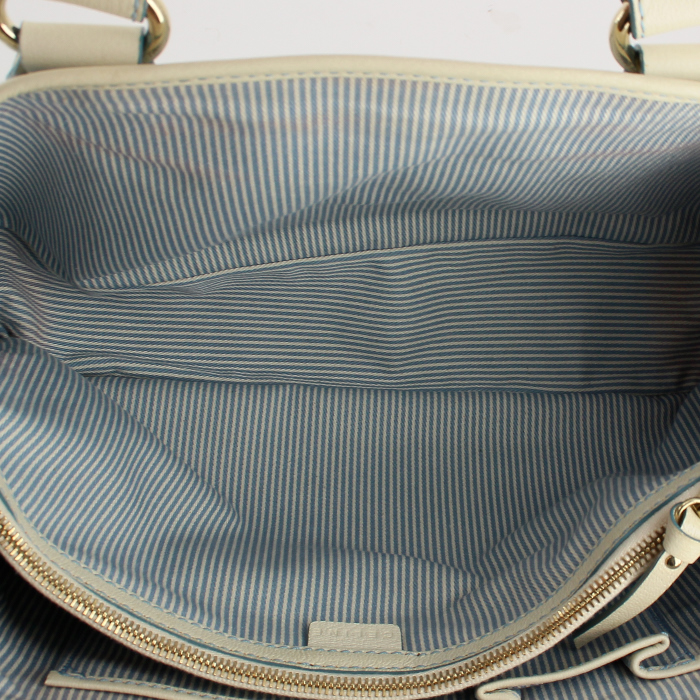 Celine handbag in blue monogram canvas and white leather - Detail D2