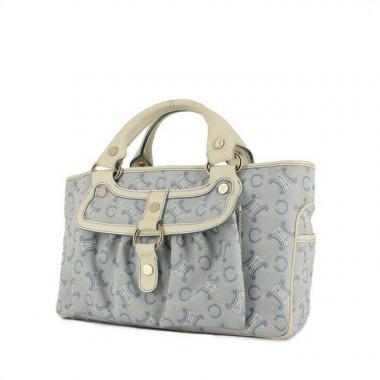 Bolso de mano Celine en lona Monogram azul y cuero blanco