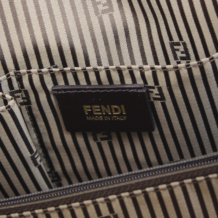 Fendi sac à main Chameleon en cuir tricolore marron, beige et taupe - Detail D4