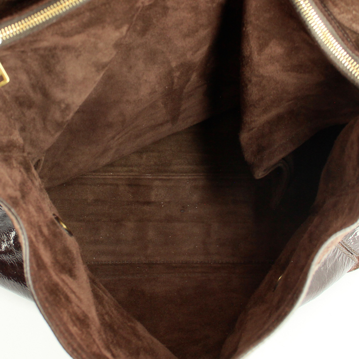 Yves Saint Laurent Muse Two large model handbag in leather and brown suede - Detail D3
