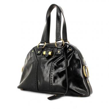 Bolso de mano Yves Saint Laurent Muse modelo pequeño en charol negro
