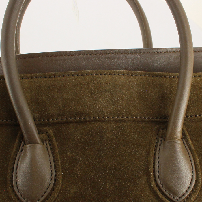 Celine Luggage Phantom large model in khaki suede - Detail D4