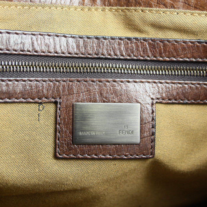 Bolso de mano Fendi en lona Monogram y cuero marrón - Detail D3